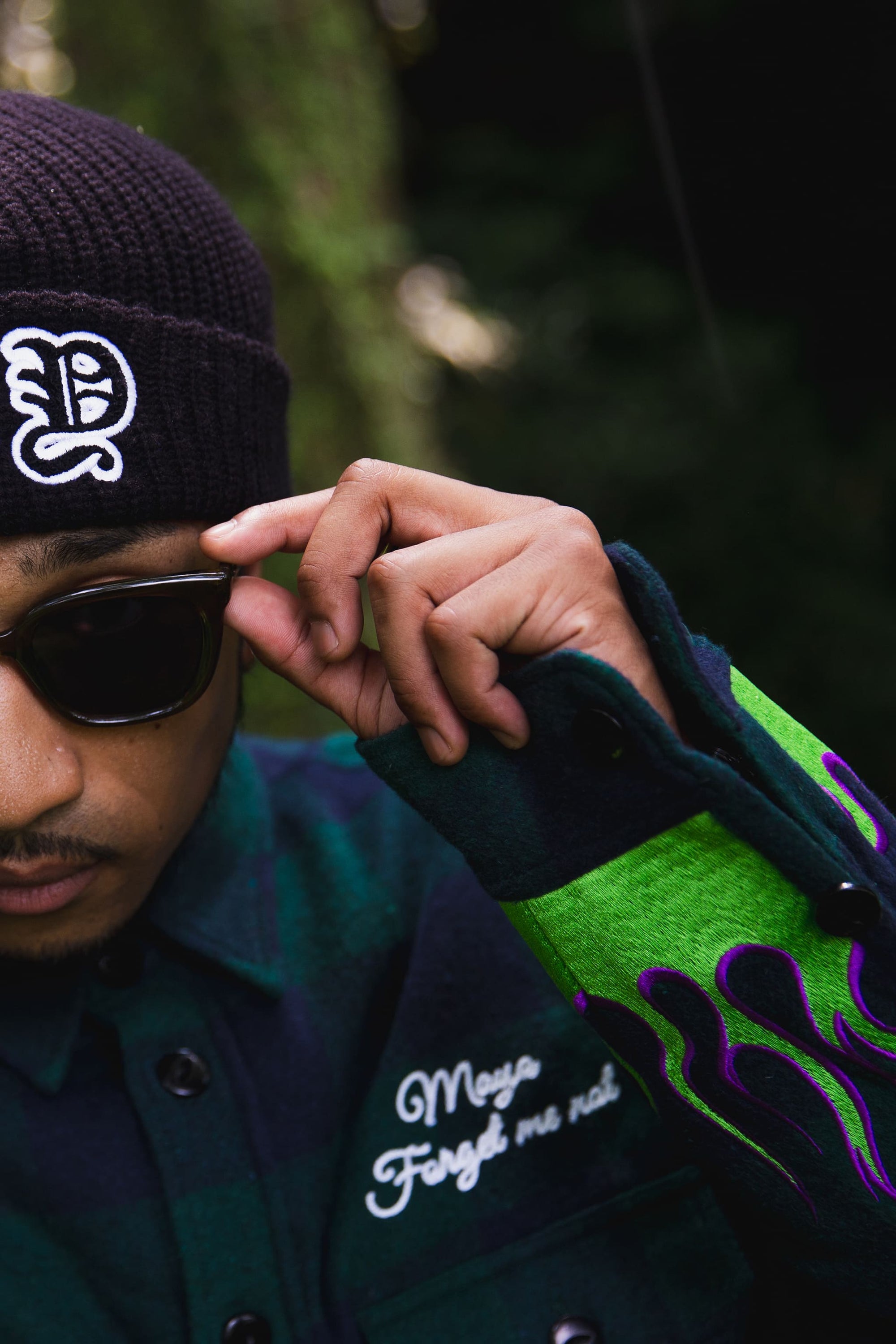 FIRE EMBROIDERY CHECK SHIRT JKT