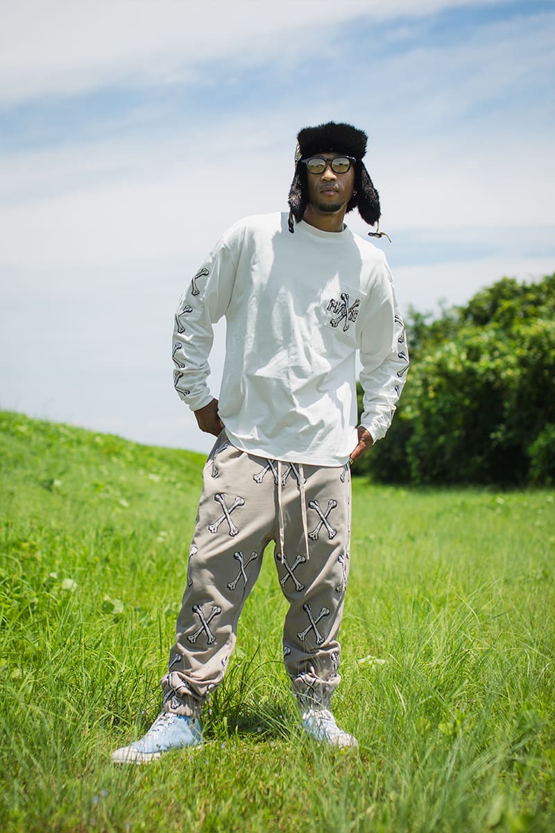 MAYO CROSS BONES EMBROIDERY SWEAT PANTS - BEIGE