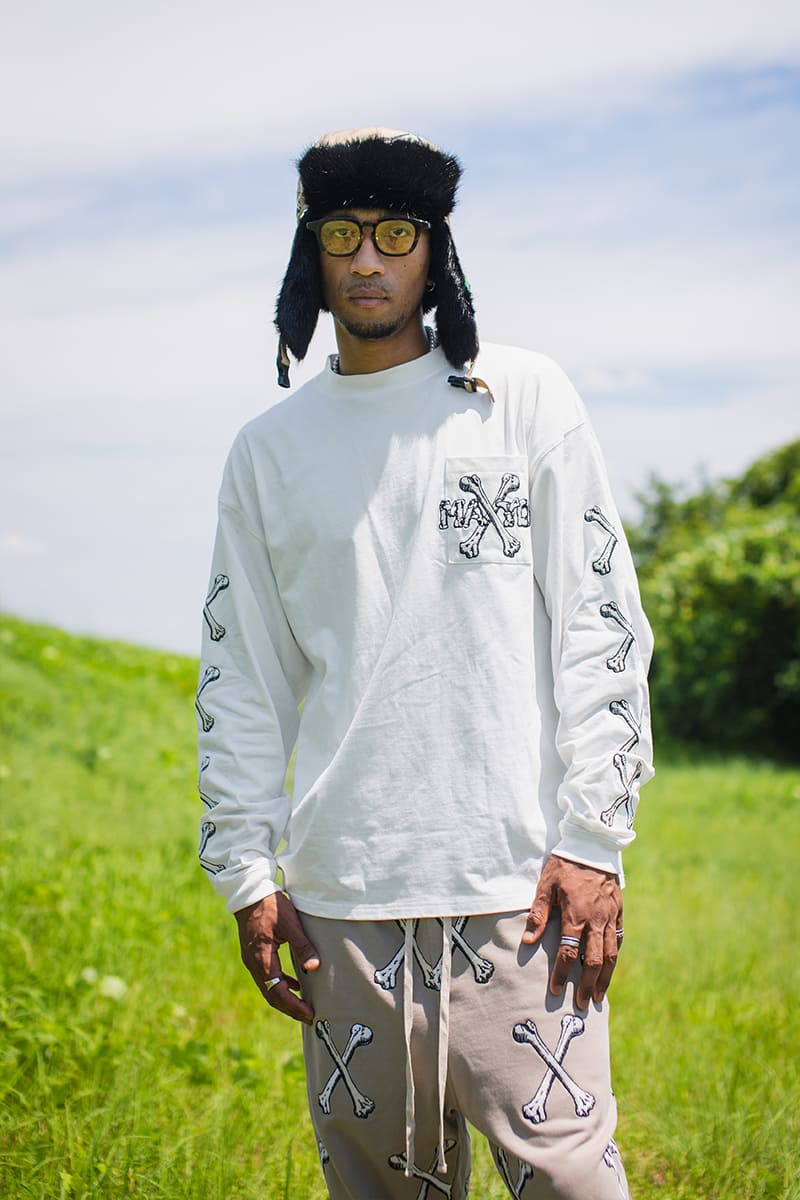 MAYO CROSS BONES EMBROIDERY LONG SLEEVE TEE - WHITE