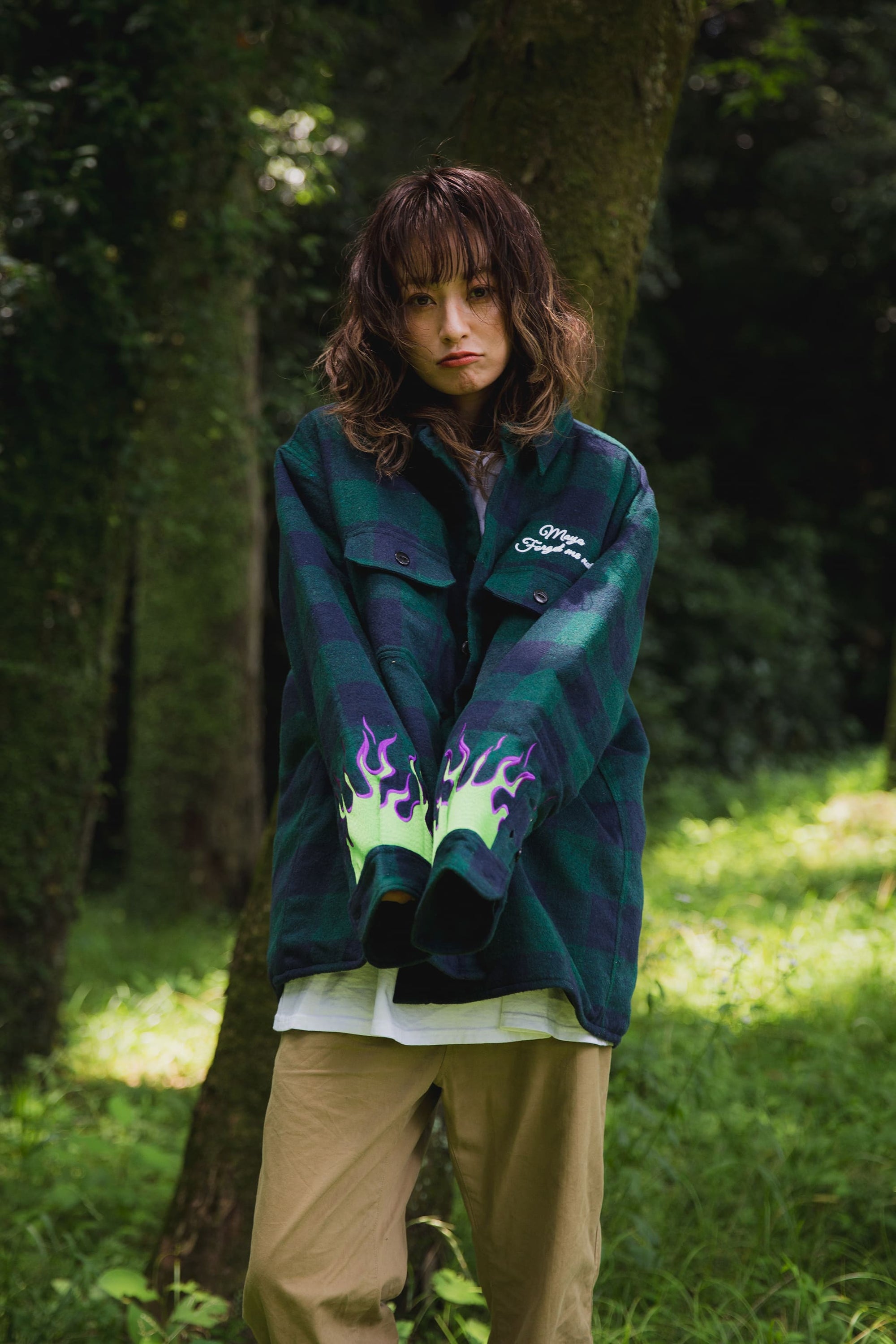 FIRE EMBROIDERY CHECK SHIRT JKT