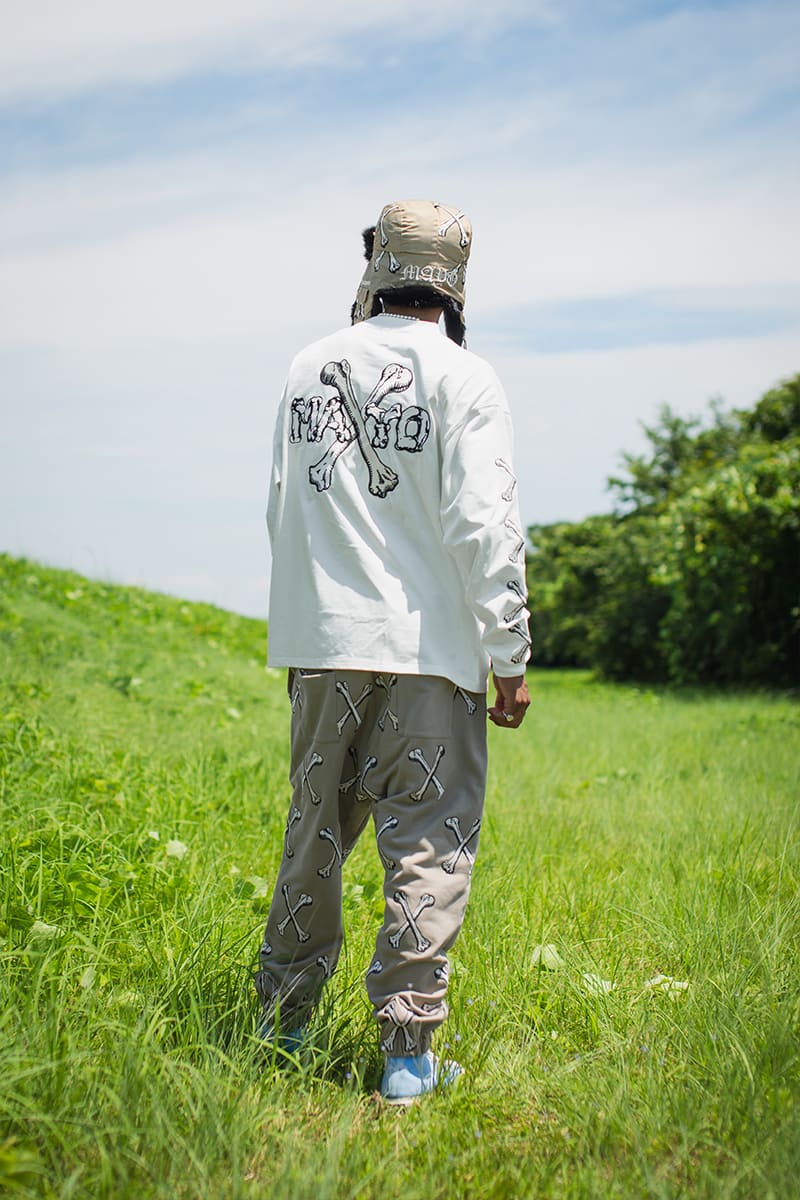 MAYO CROSS BONES EMBROIDERY LONG SLEEVE TEE - WHITE