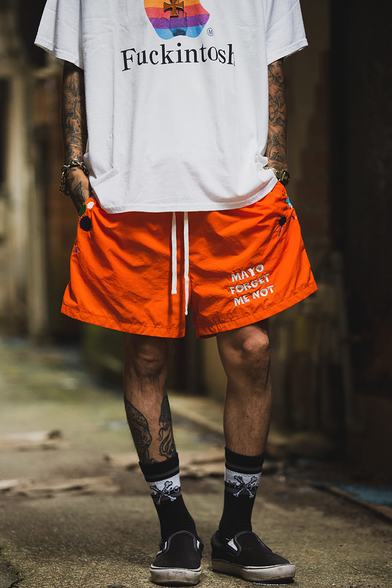 MAYO PAINT Embroidery Swim Shorts - ORANGE