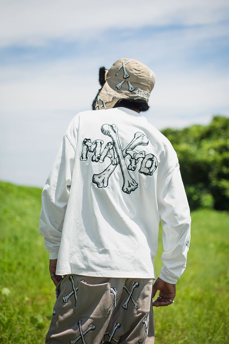 MAYO CROSS BONES EMBROIDERY LONG SLEEVE TEE - WHITE