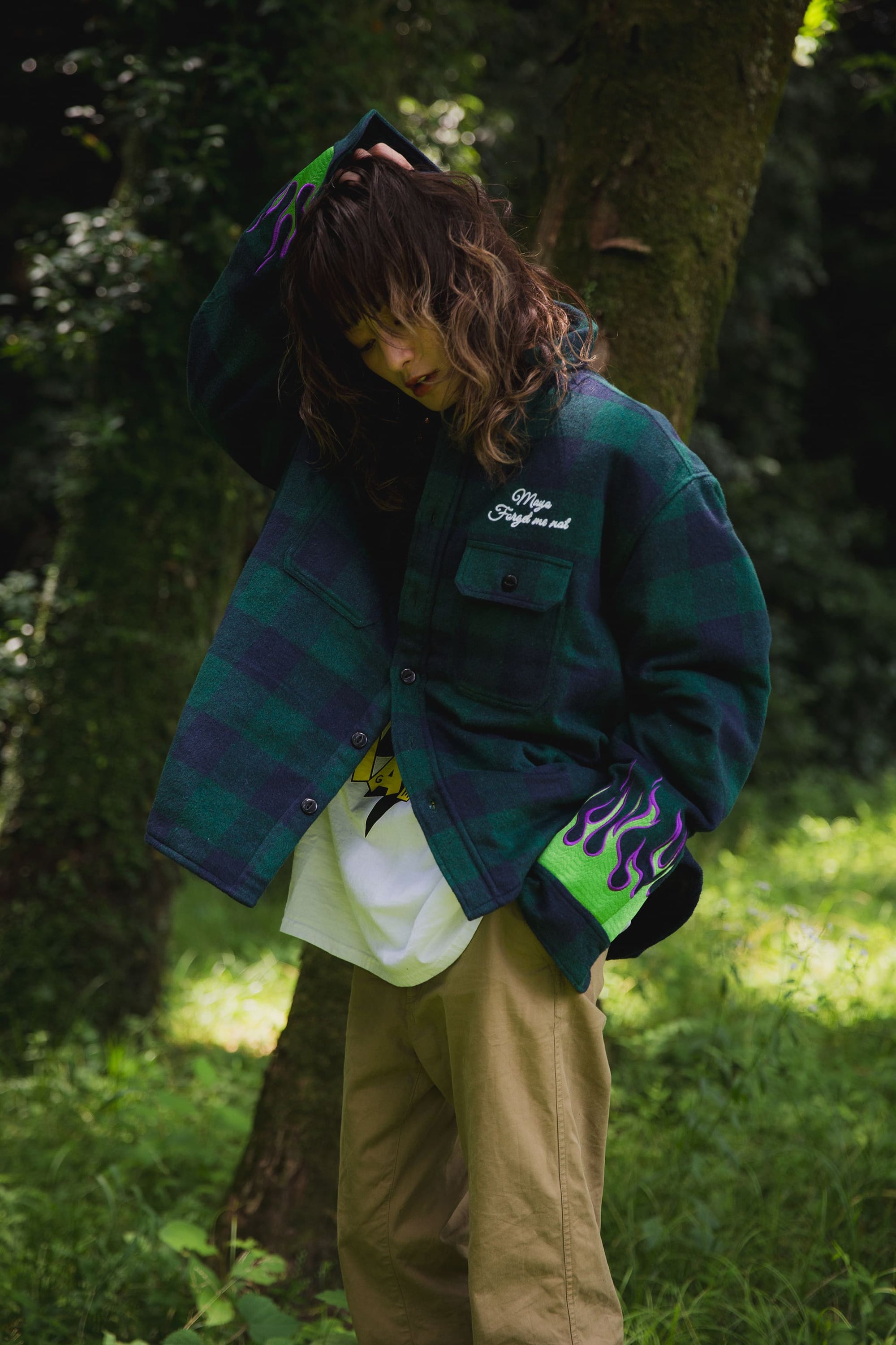 FIRE EMBROIDERY CHECK SHIRT JKT