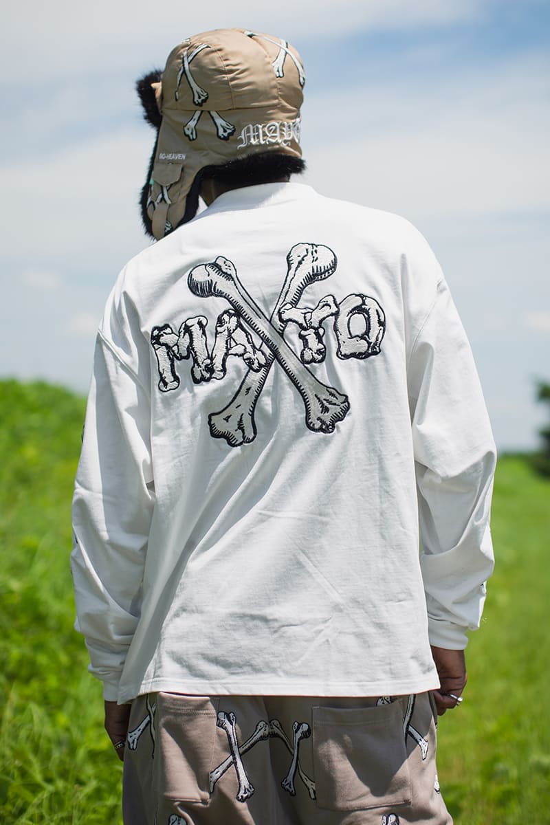 MAYO CROSS BONES EMBROIDERY LONG SLEEVE TEE - WHITE