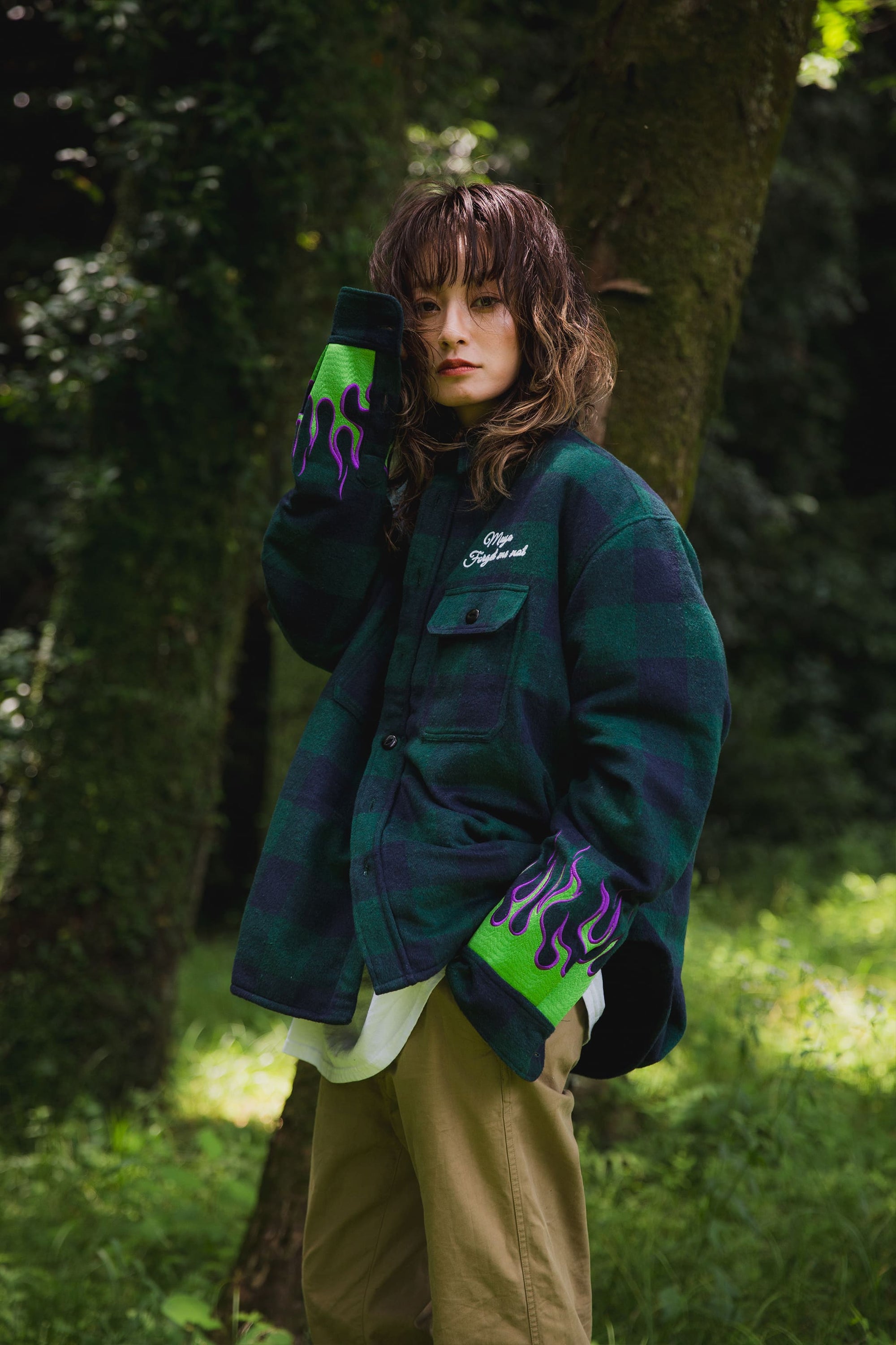 FIRE EMBROIDERY CHECK SHIRT JKT