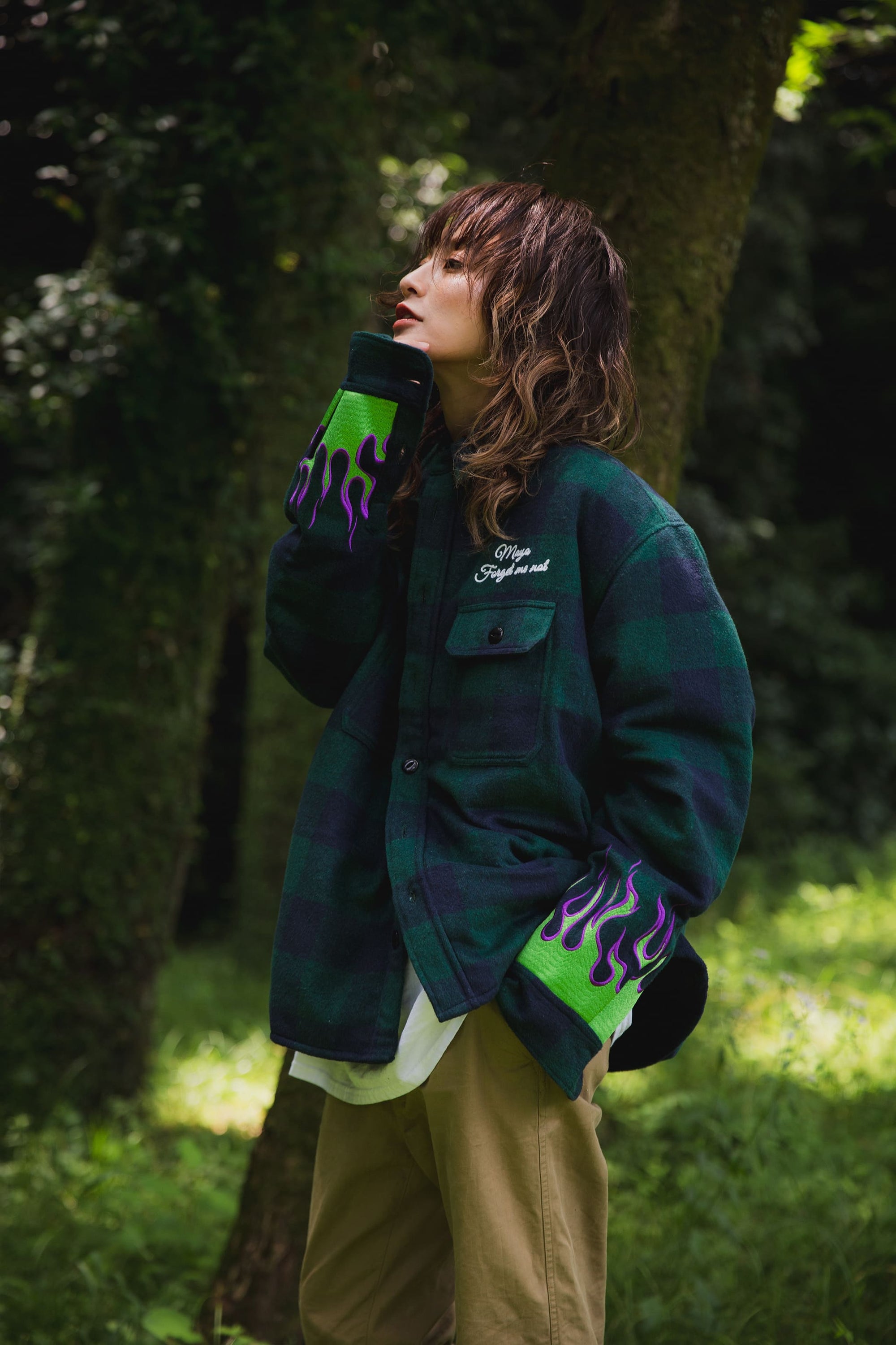 FIRE EMBROIDERY CHECK SHIRT JKT