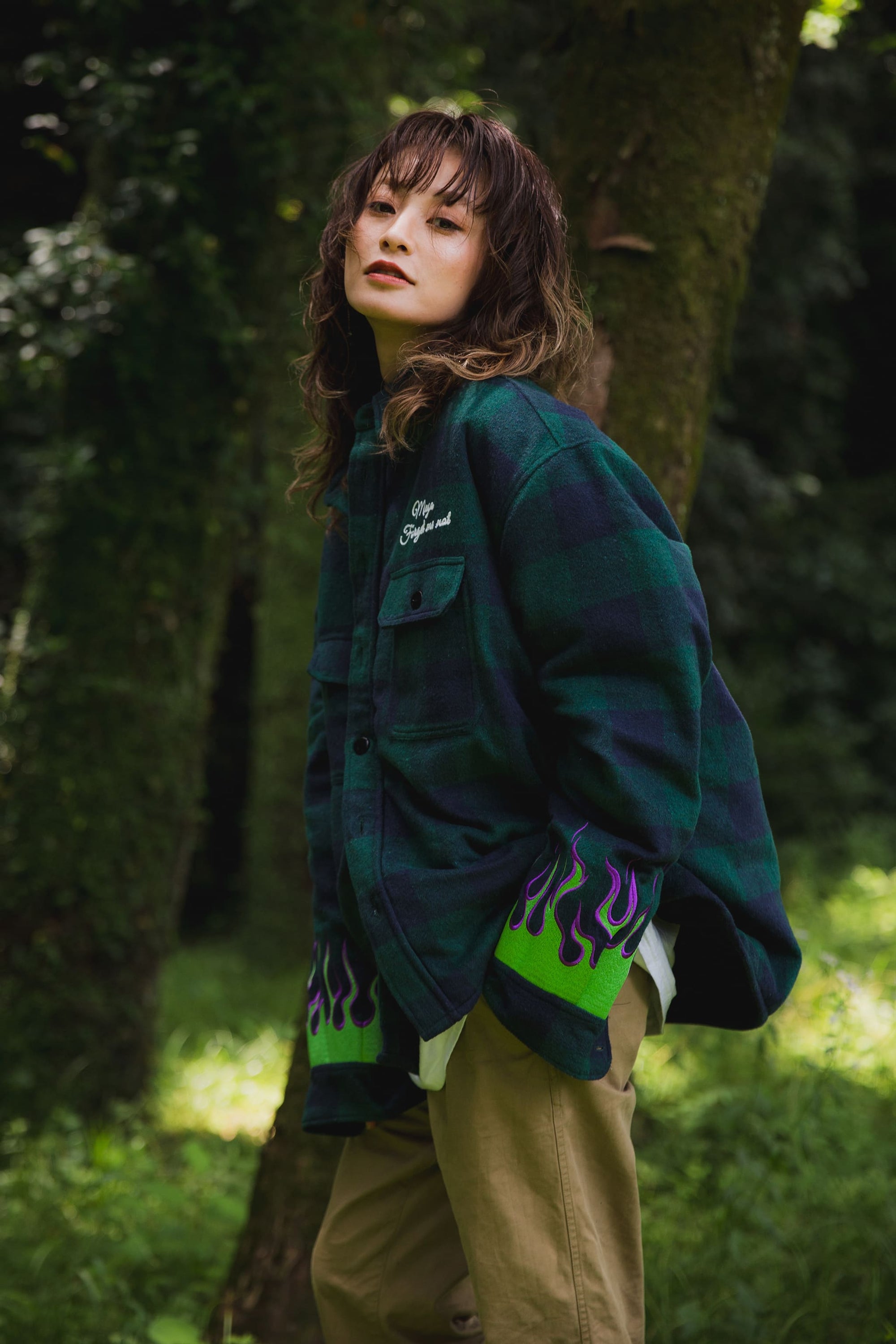 FIRE EMBROIDERY CHECK SHIRT JKT