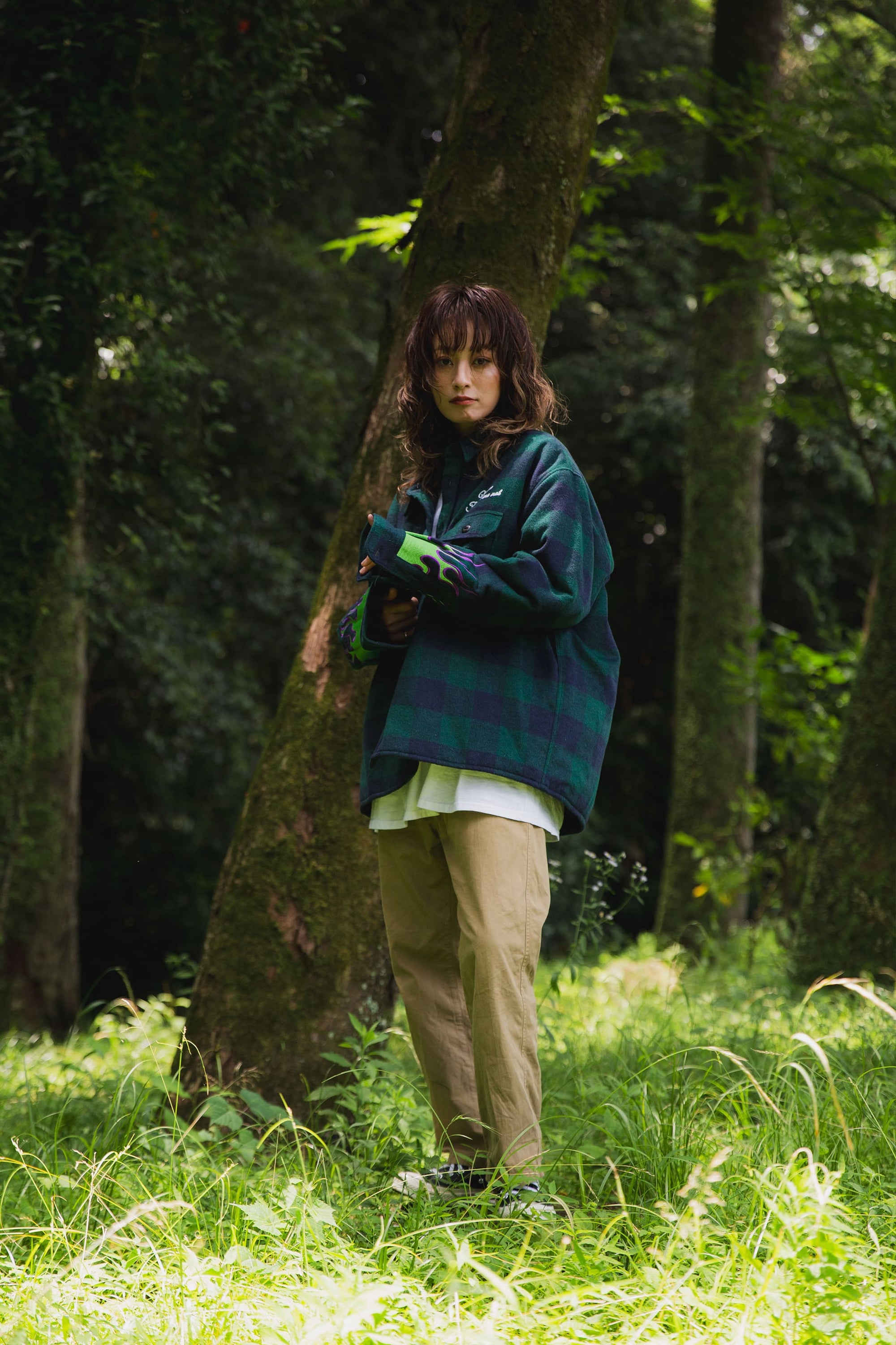FIRE EMBROIDERY CHECK SHIRT JKT