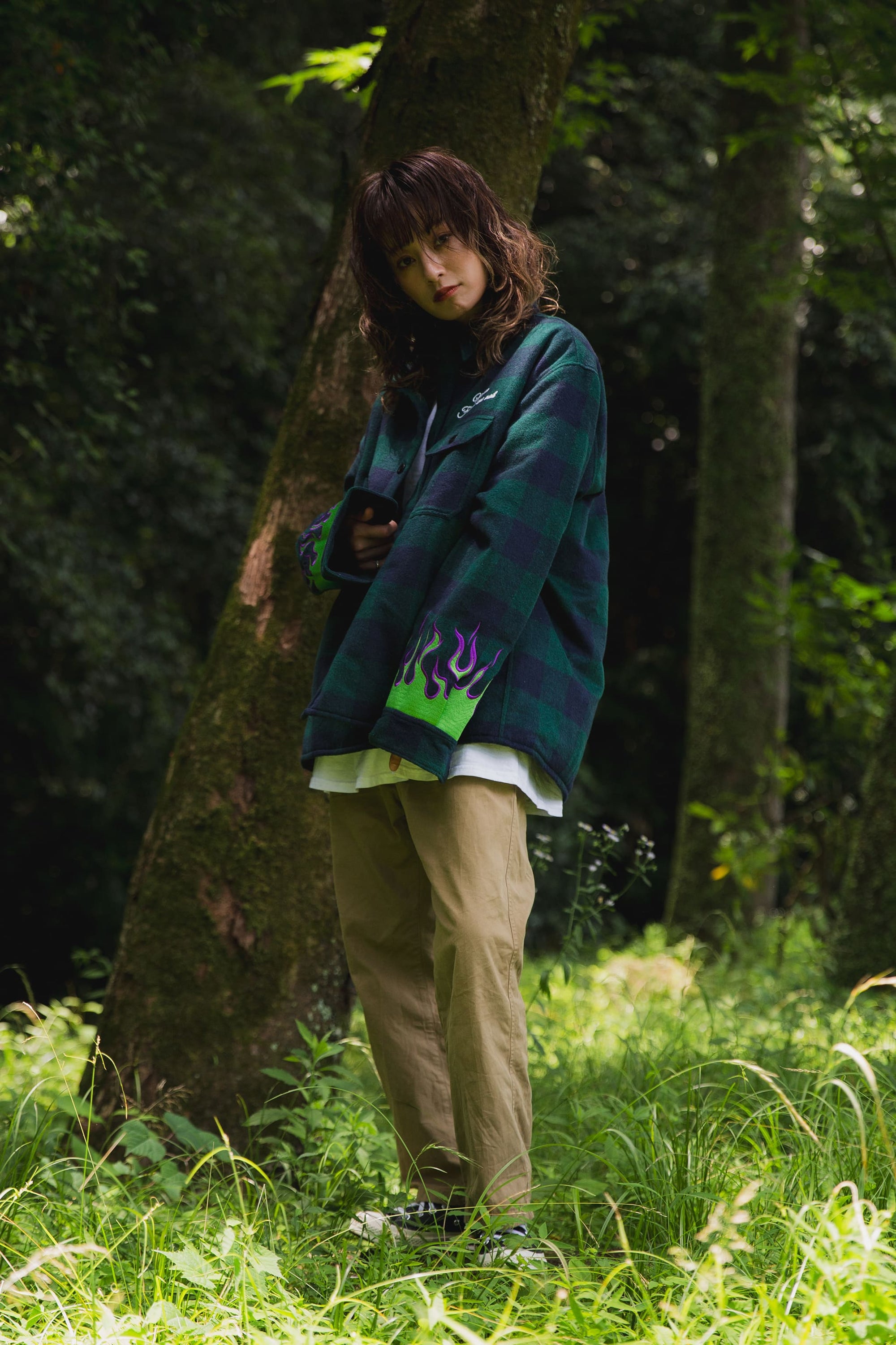 FIRE EMBROIDERY CHECK SHIRT JKT