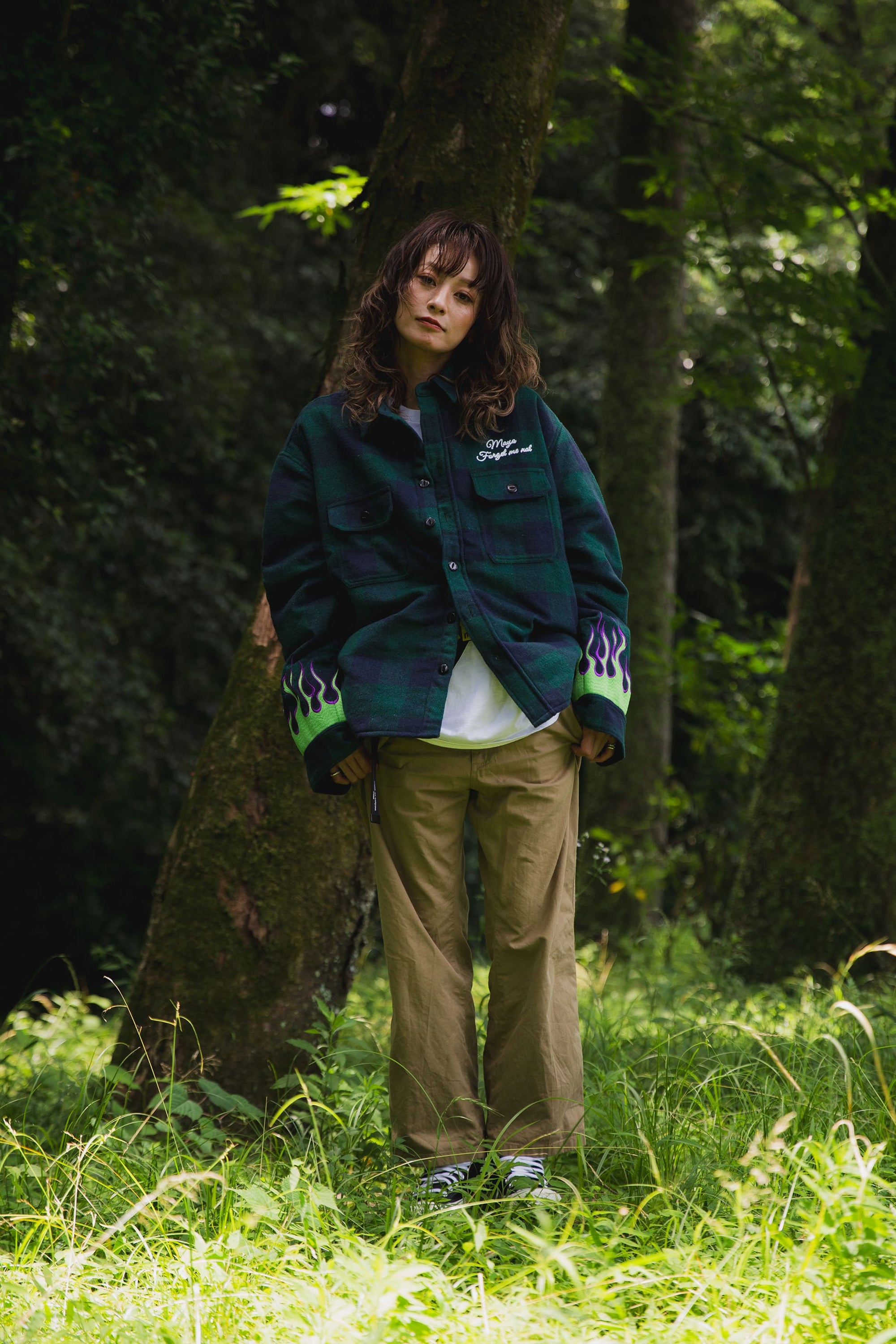 FIRE EMBROIDERY CHECK SHIRT JKT