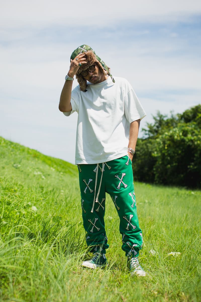 MAYO CROSS BONES EMBROIDERY SWEAT PANTS - GREEN