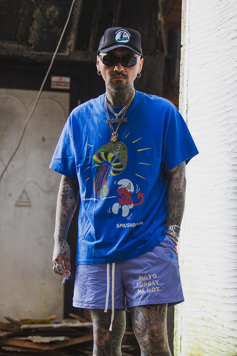 SMUSHROOM Short Sleeve Tee - FADE BLUE