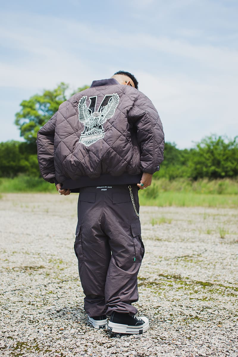 EAGLE  EMBROIDERY NYLON JKT -  CHARCOAL