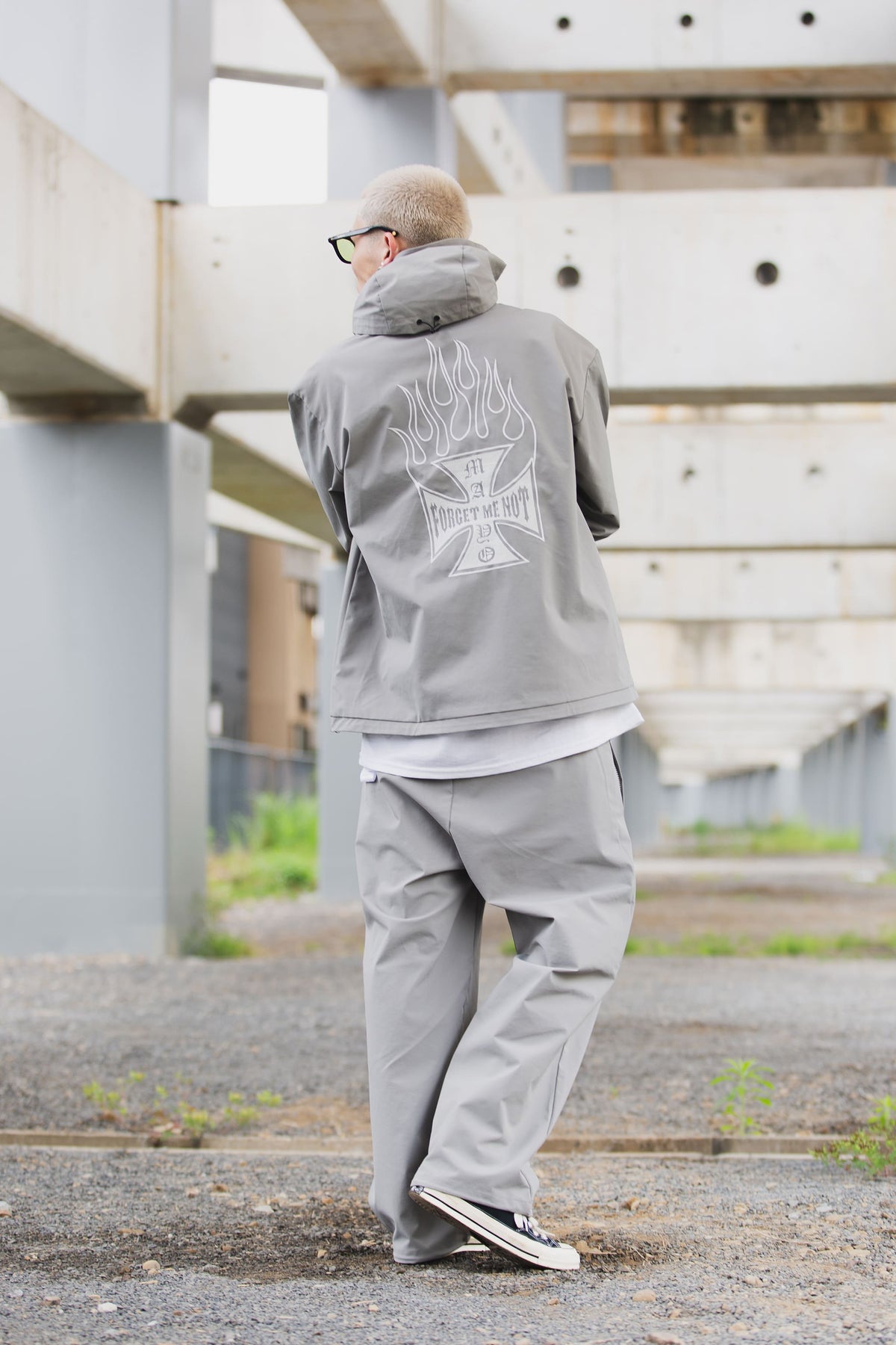 FIRE IRON CROSS EMBROIDERY NYLON PANTS