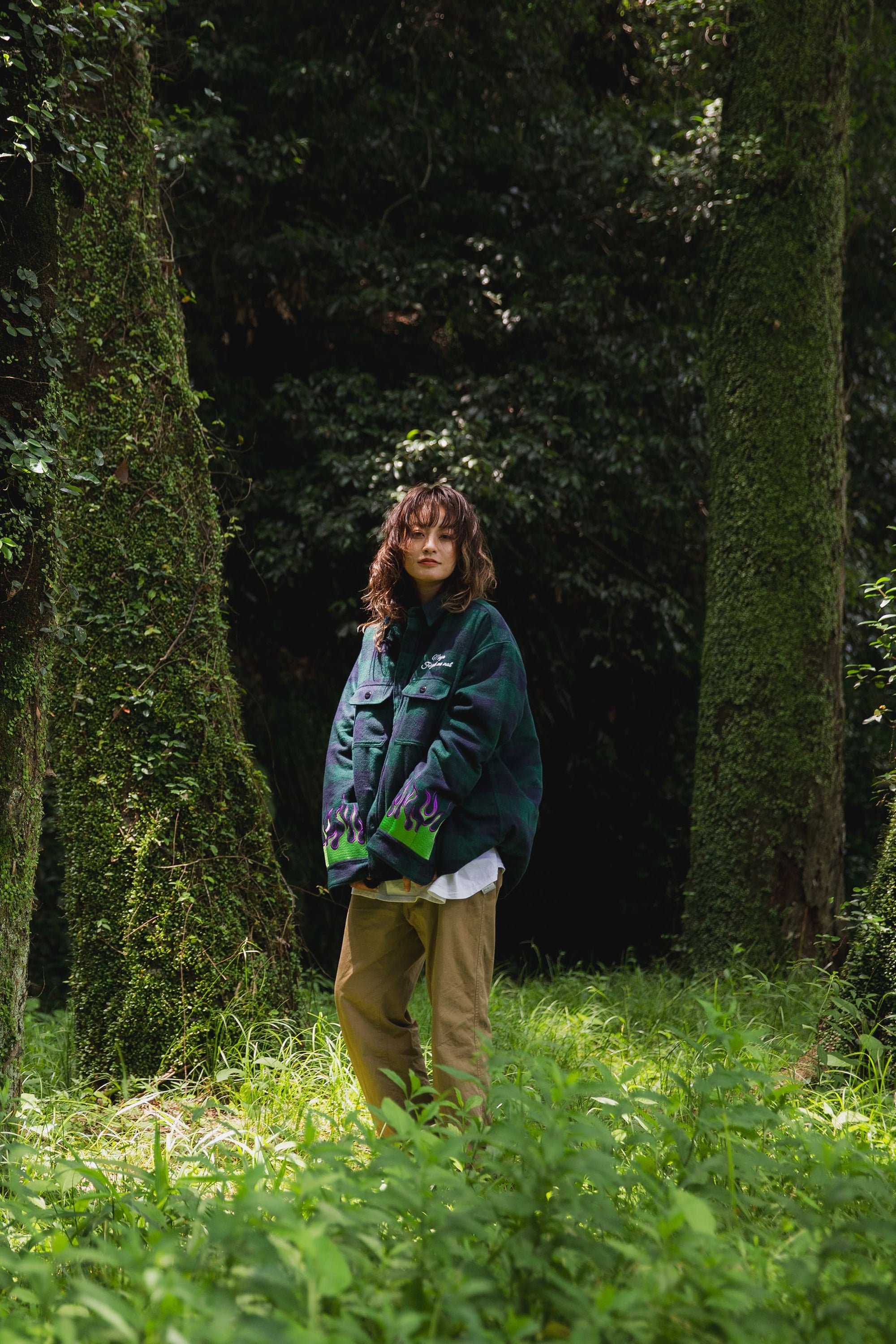 FIRE EMBROIDERY CHECK SHIRT JKT