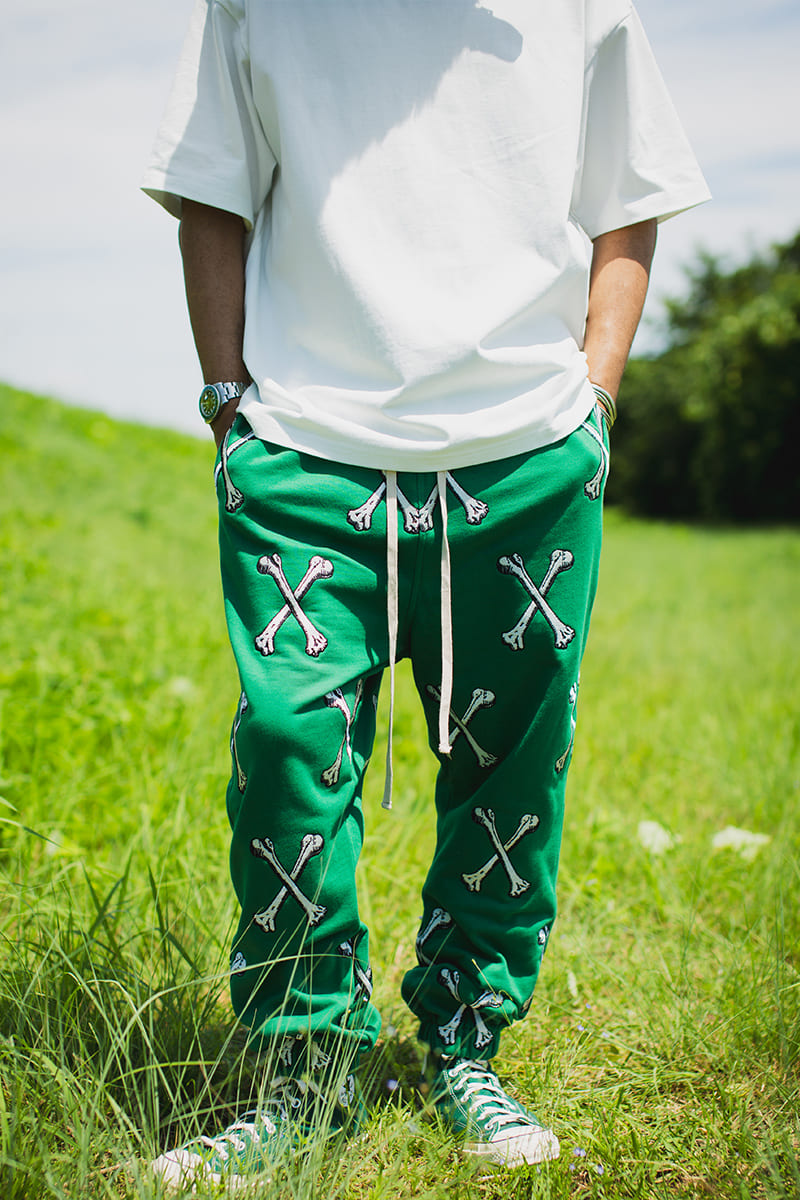 MAYO CROSS BONES EMBROIDERY SWEAT PANTS - GREEN