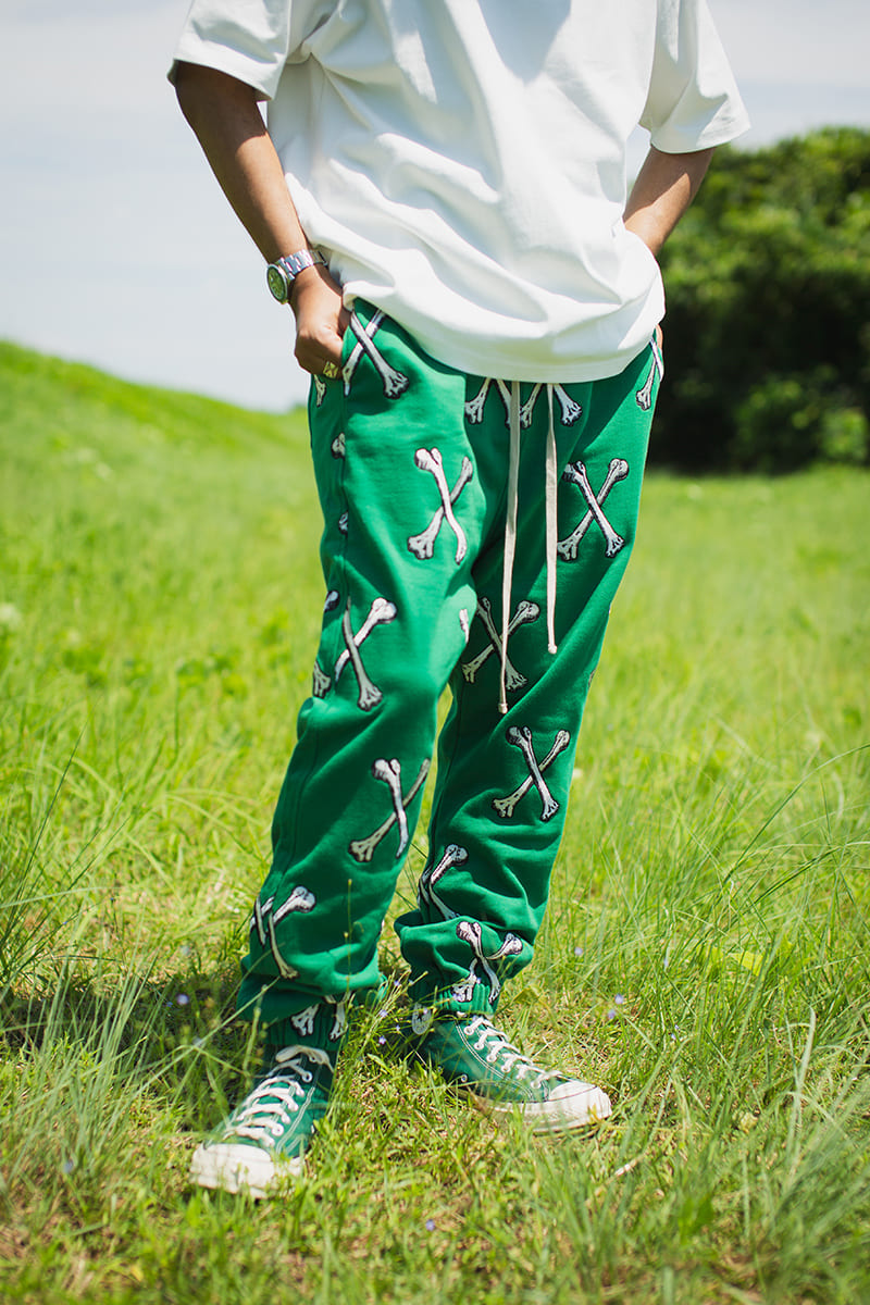 MAYO CROSS BONES EMBROIDERY SWEAT PANTS - GREEN