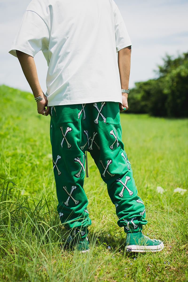 MAYO CROSS BONES EMBROIDERY SWEAT PANTS - GREEN