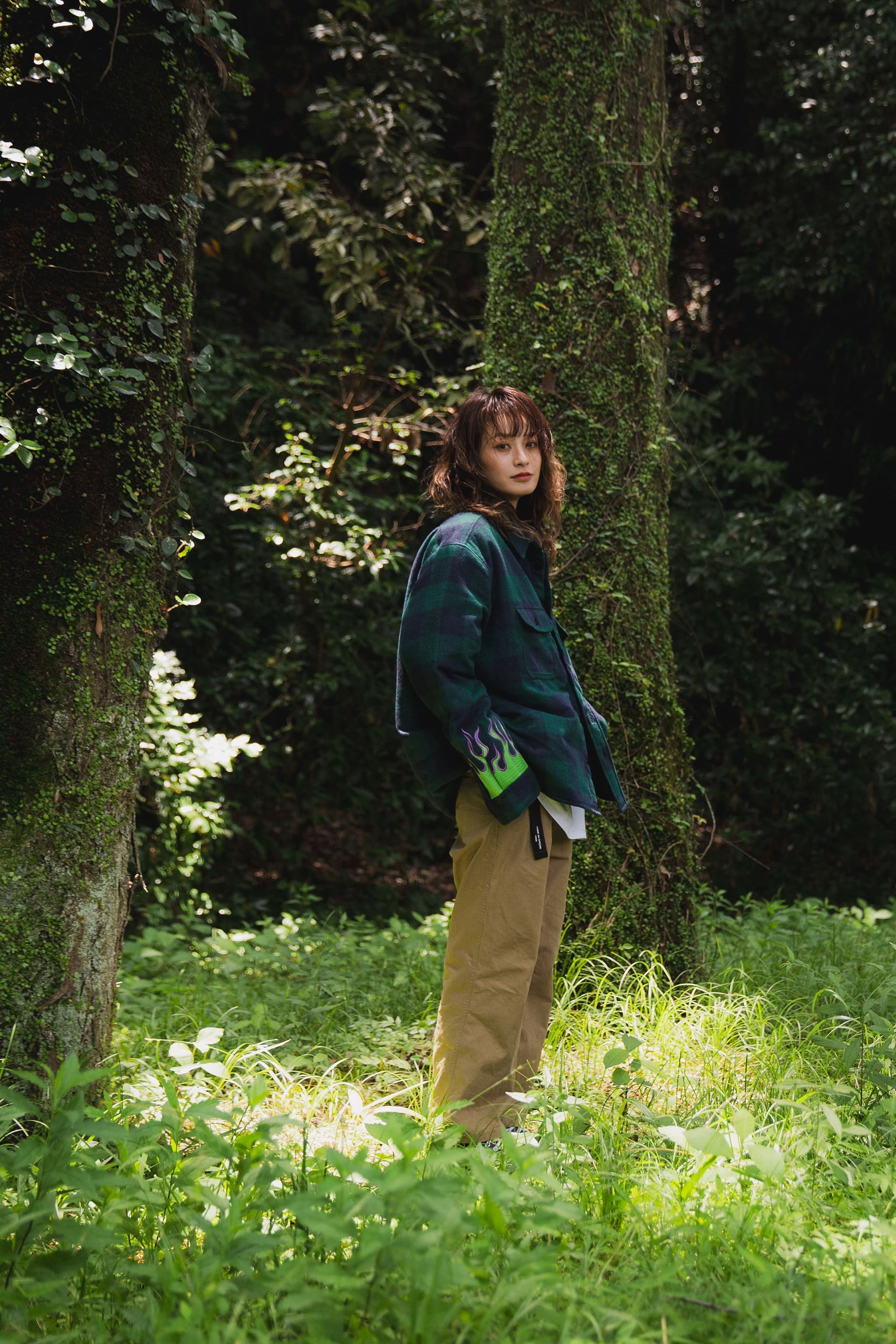 FIRE EMBROIDERY CHECK SHIRT JKT