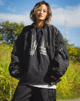 EAGLE  EMBROIDERY NYLON JKT - BLACK