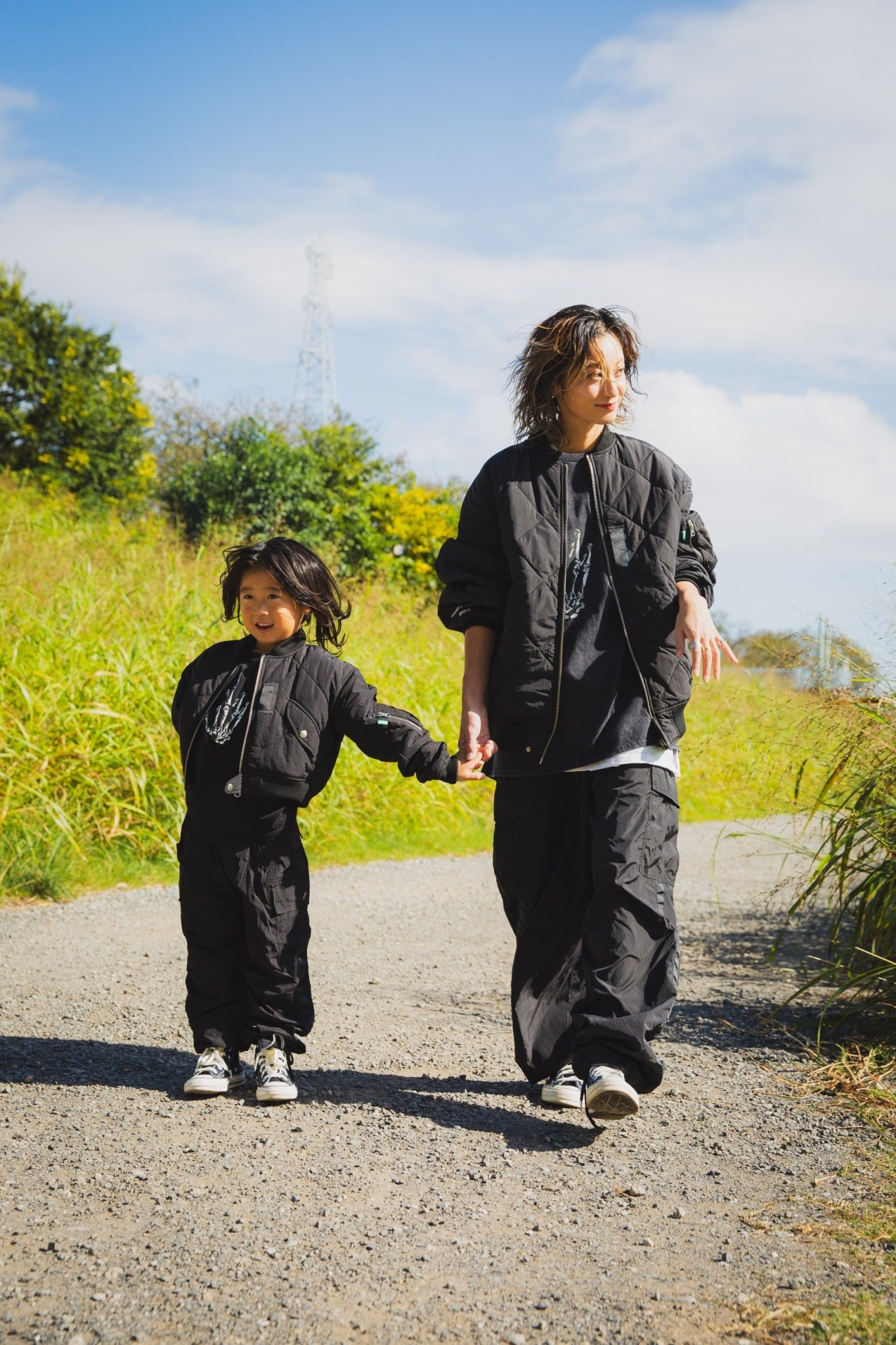 EAGLE  EMBROIDERY NYLON JKT - BLACK