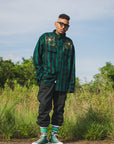 MAYO WOOL EMBROIDERY CHECK SHIRT JACKET - GREEN