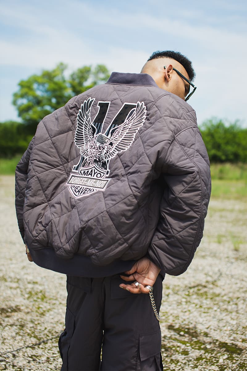 EAGLE  EMBROIDERY NYLON JKT -  CHARCOAL