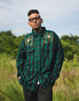 MAYO WOOL EMBROIDERY CHECK SHIRT JACKET - GREEN