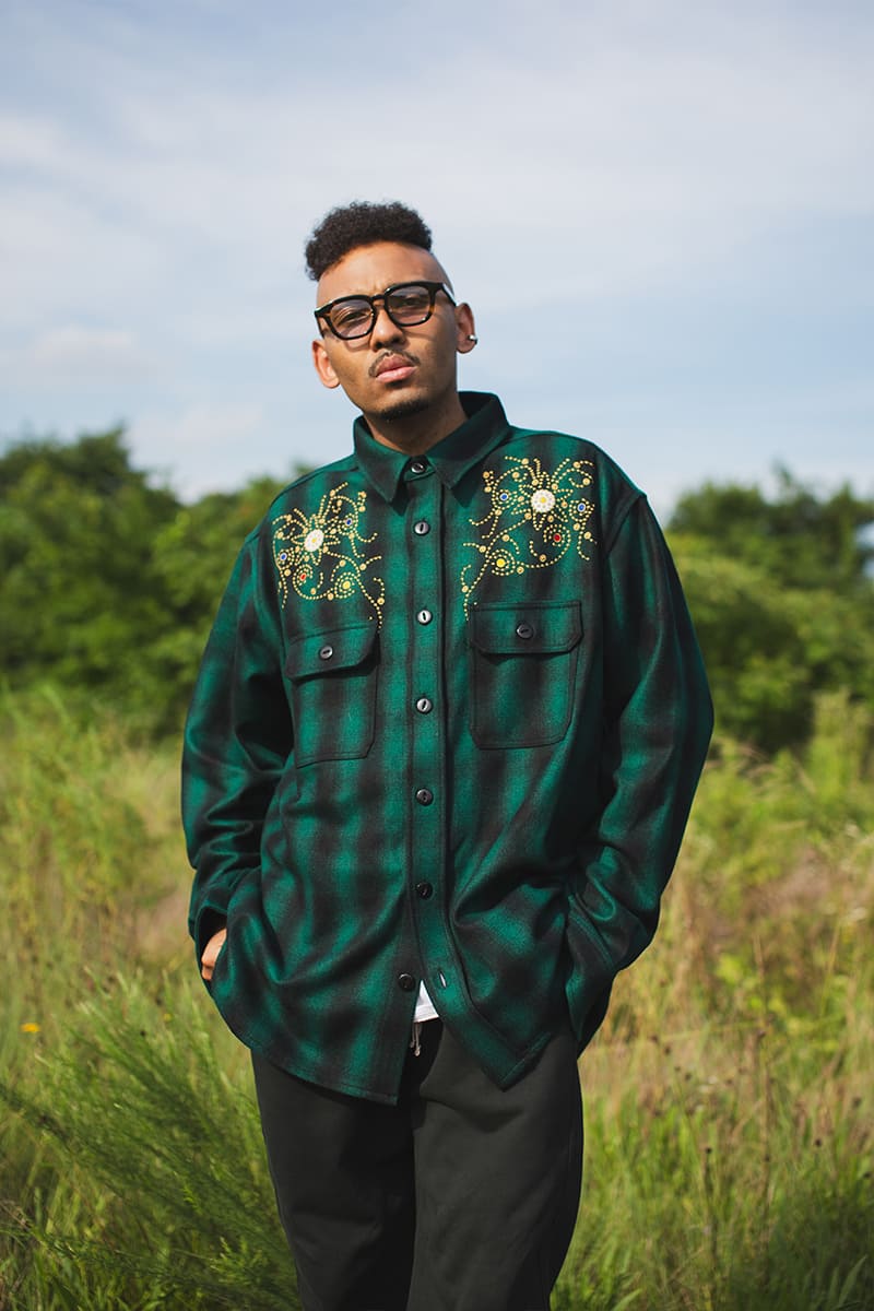 MAYO WOOL EMBROIDERY CHECK SHIRT JACKET - GREEN