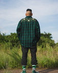 MAYO WOOL EMBROIDERY CHECK SHIRT JACKET - GREEN