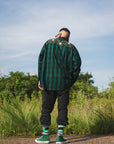 MAYO WOOL EMBROIDERY CHECK SHIRT JACKET - GREEN