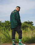 MAYO WOOL EMBROIDERY CHECK SHIRT JACKET - GREEN