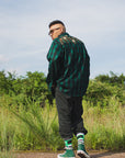 MAYO WOOL EMBROIDERY CHECK SHIRT JACKET - GREEN