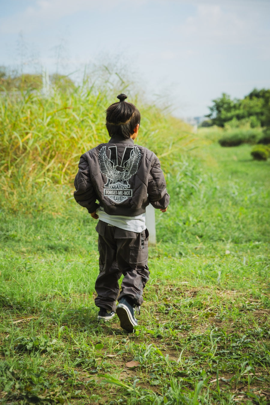 【KIDS】EAGLE  EMBROIDERY NYLON JKT -  CHARCOAL