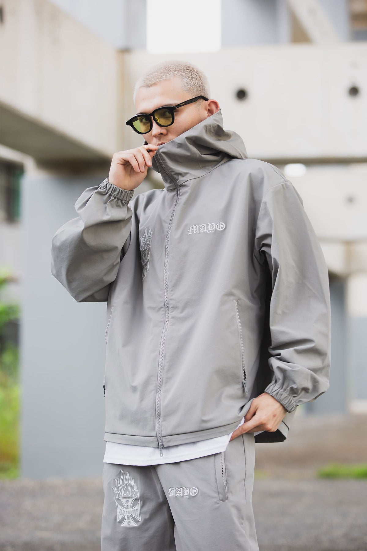 FIRE IRON CROSS EMBROIDERY NYLON JKT