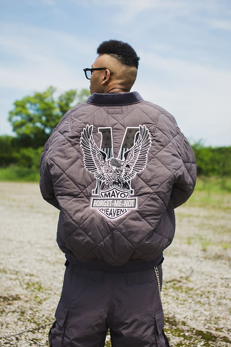 EAGLE  EMBROIDERY NYLON JKT -  CHARCOAL