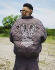 EAGLE  EMBROIDERY NYLON JKT -  CHARCOAL