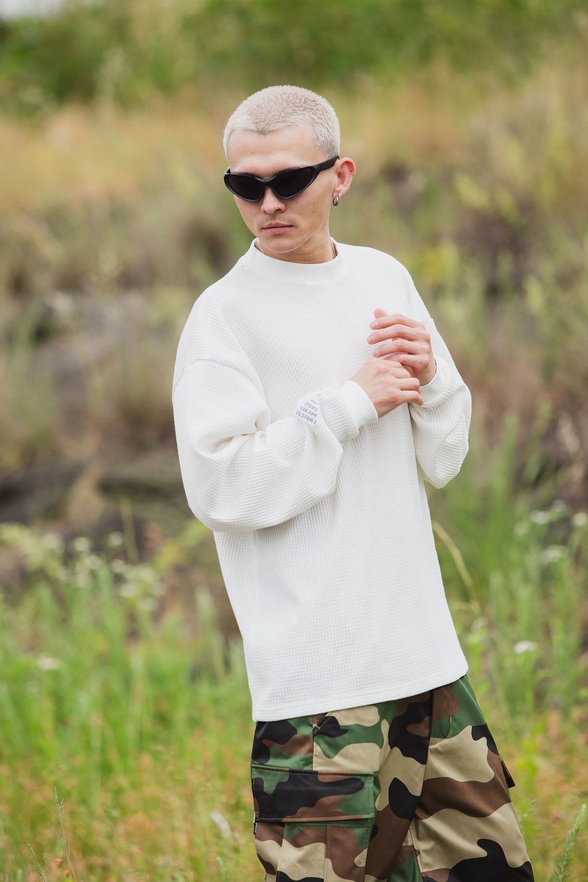 PLAIN EMBROIDERY THERMAL LONG SLEEVE TEE