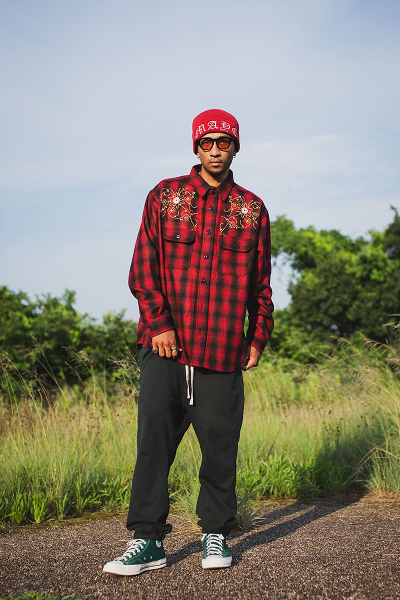 MAYO WOOL EMBROIDERY CHECK SHIRT JACKET - RED