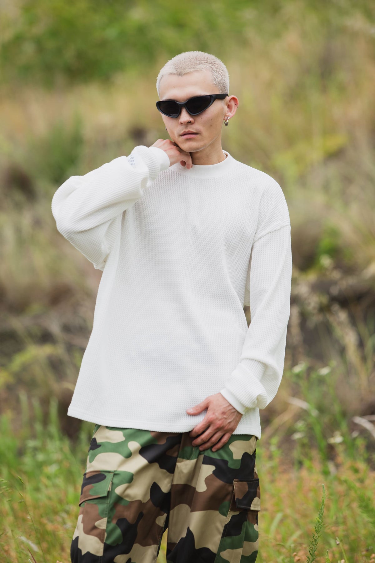 PLAIN EMBROIDERY THERMAL LONG SLEEVE TEE