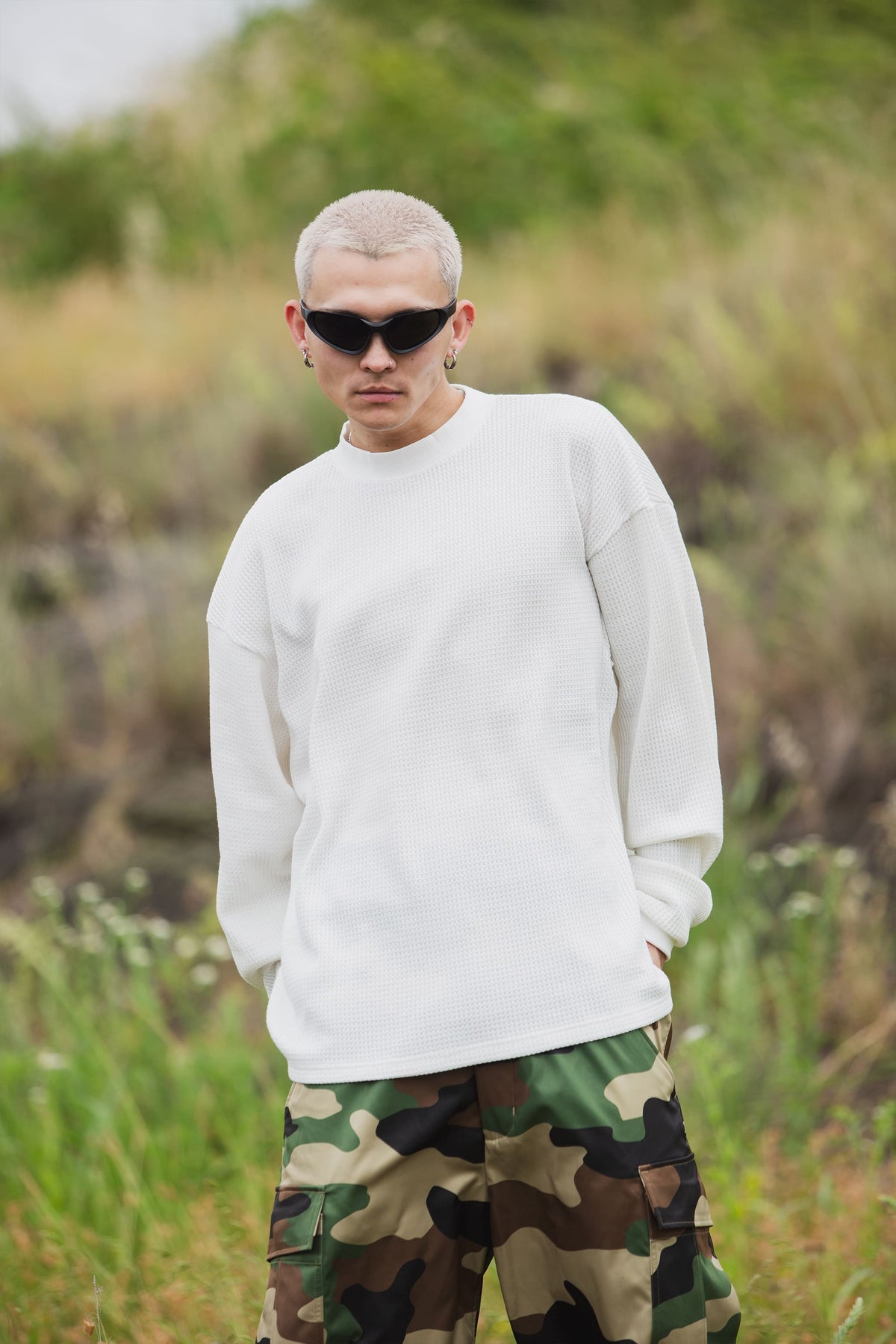 PLAIN EMBROIDERY THERMAL LONG SLEEVE TEE