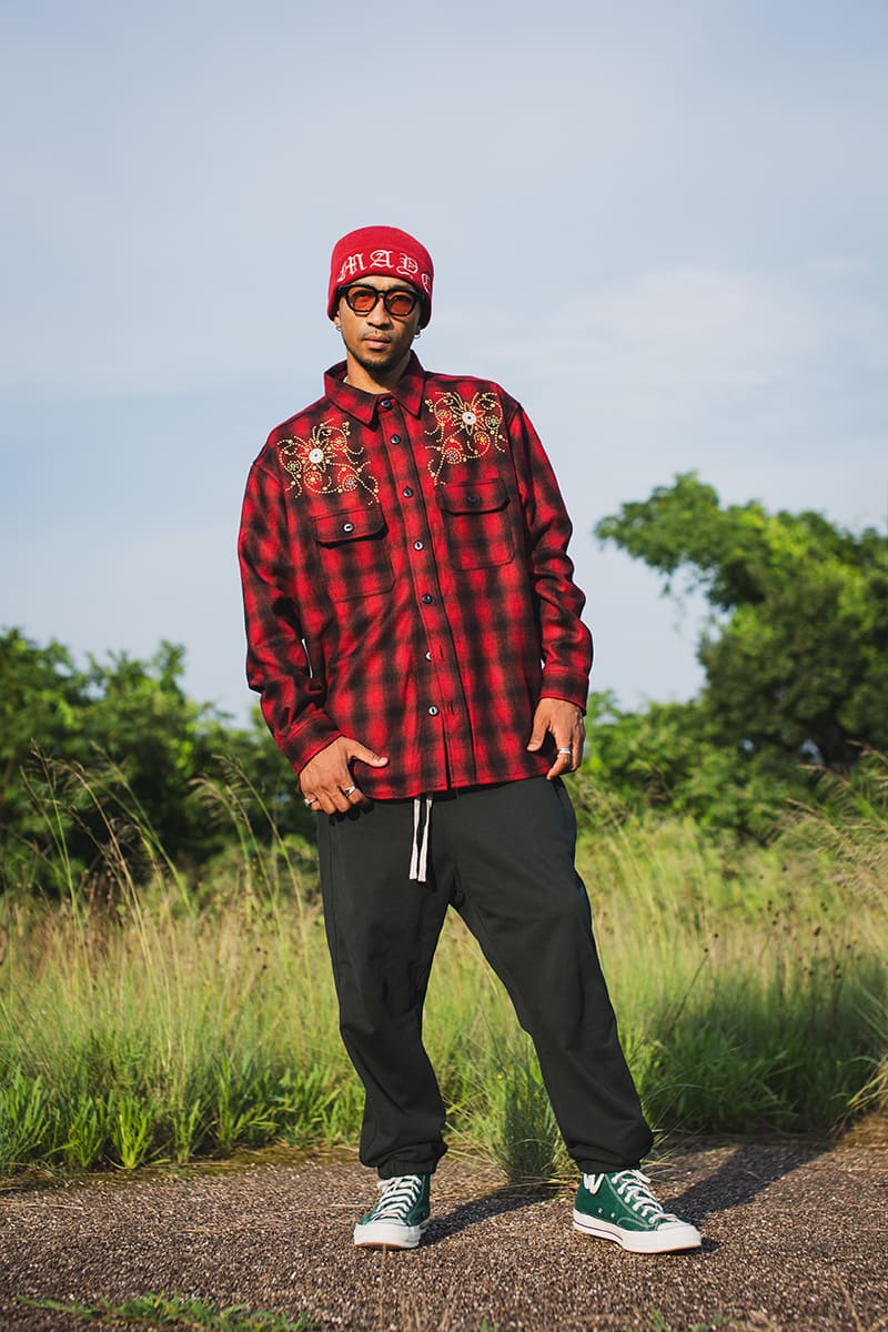 MAYO WOOL EMBROIDERY CHECK SHIRT JACKET - RED