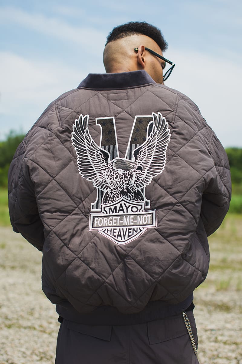 EAGLE  EMBROIDERY NYLON JKT -  CHARCOAL