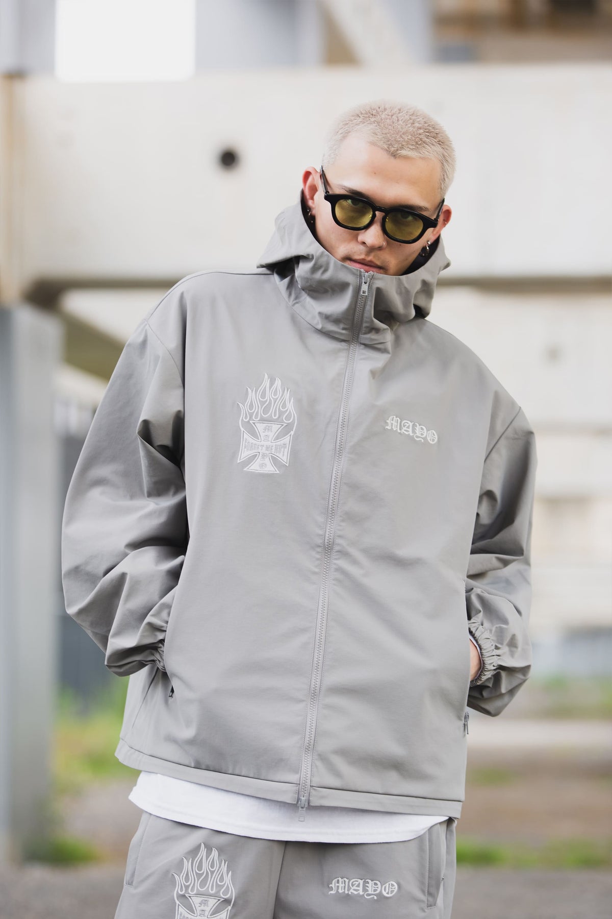 FIRE IRON CROSS EMBROIDERY NYLON JKT