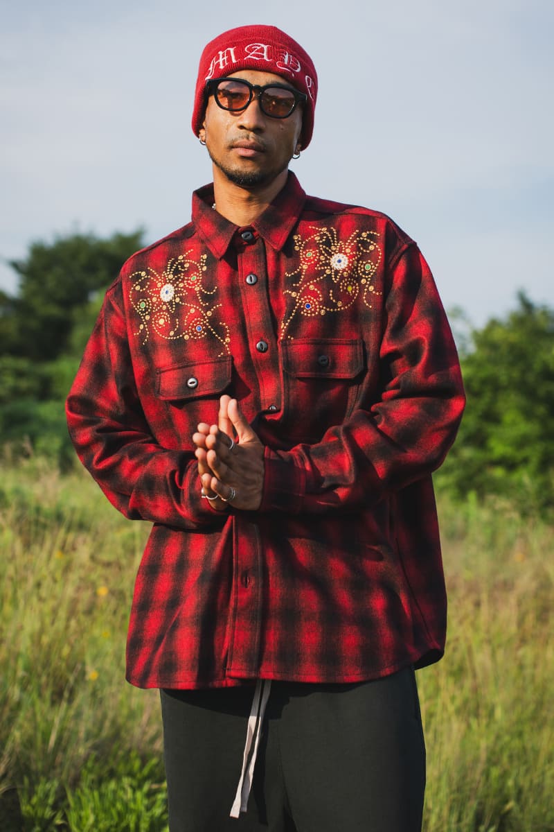 MAYO WOOL EMBROIDERY CHECK SHIRT JACKET