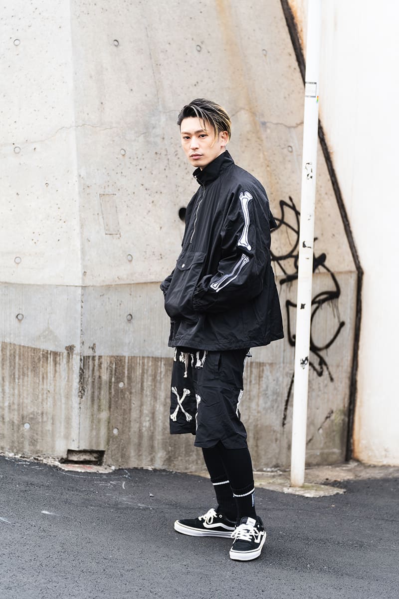 MAYO BONES Embroidery Nylon Anorak - BLACK