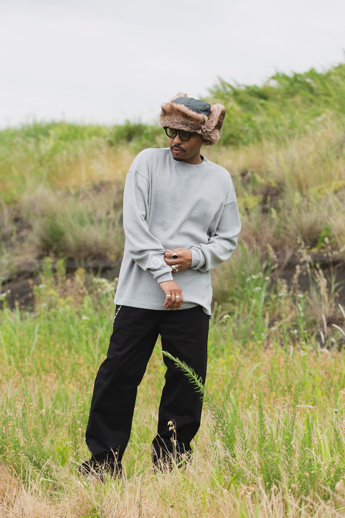 PLAIN EMBROIDERY THERMAL LONG SLEEVE TEE