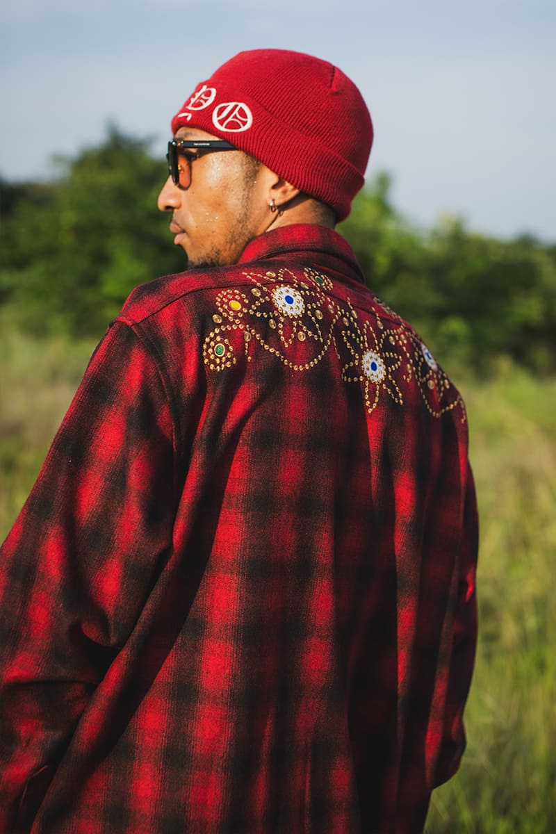 MAYO WOOL EMBROIDERY CHECK SHIRT JACKET - RED