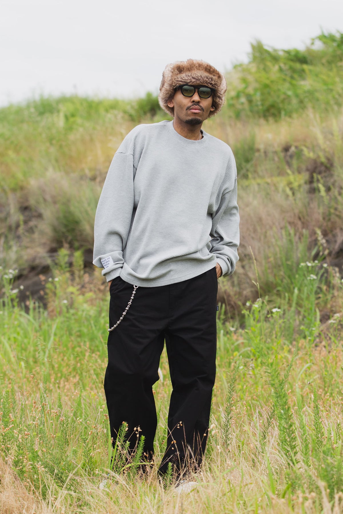 PLAIN EMBROIDERY THERMAL LONG SLEEVE TEE